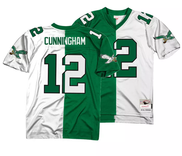 Men's Philadelphia Eagles #12 Randall Cunningham Home & Away Split Legacy Stitched Jersey